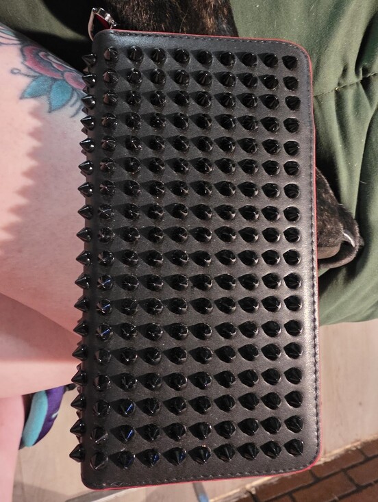 Christian Louboutin Handbags - USED...Christian Louboutin Black Spiked Leather Zipper Wallet